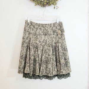 Vintage Embroidered Pleated Lace Skirt | M